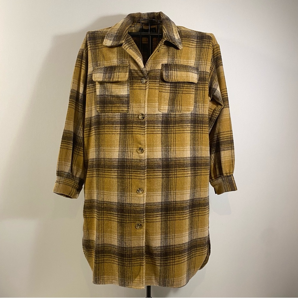 Spoon Jeans Long Button Down Plaid Jacket Size 2X